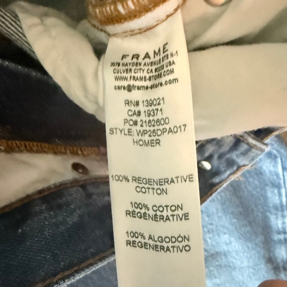 FRAME Women's Mid Rise Straight Leg Jeans Blue The Hang Premium Denim 28 Luxury - Picture 8 of 8